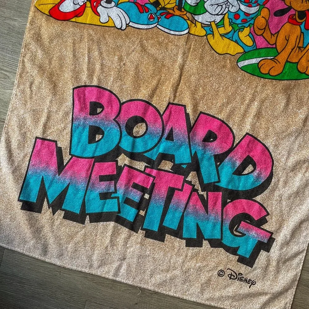 Vintage Disney Board Meeting Bath Beach Towel 28” x 51” Cotton